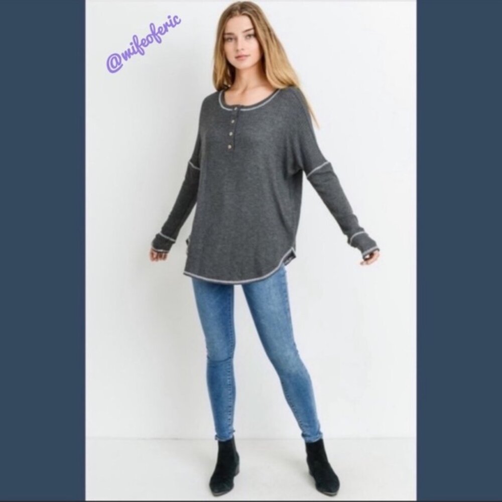 Native People Seam Top Waffle-Knit Round Hem NWT